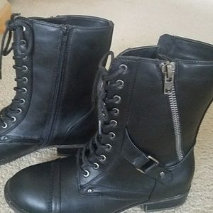 Woman's black combat boots